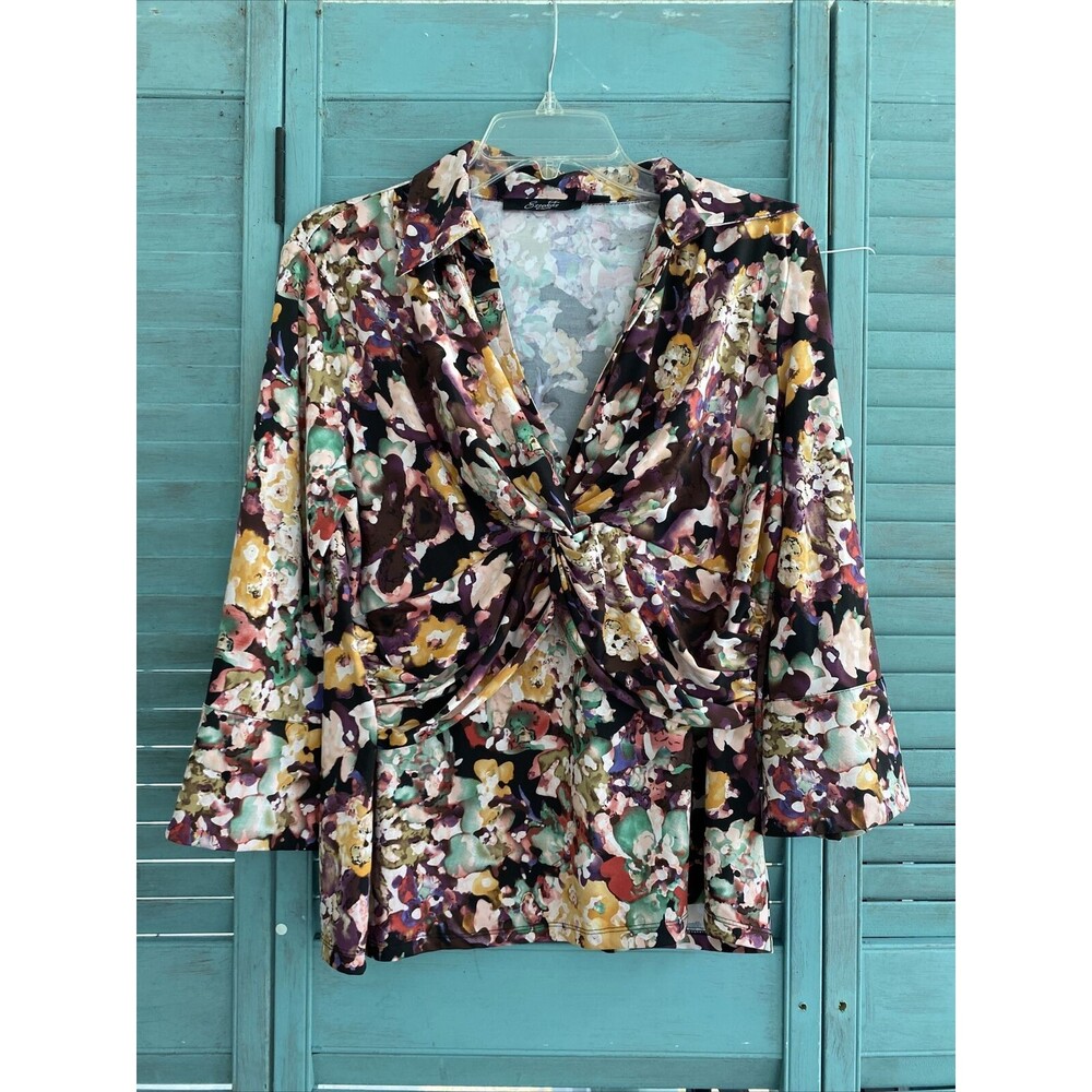 Essentials by Milano Blouse Shirt ~ Sz XL ~ Long Sleeve ~ Multicolor